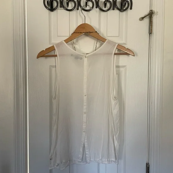 Retro AEO White Panel Sleeveless Button Blouse - Picture 4 of 5